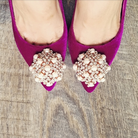 🚫SOLD🚫NIB TED BAKER EMBELLISHED VELVET PUMPS - Picture 4 of 8